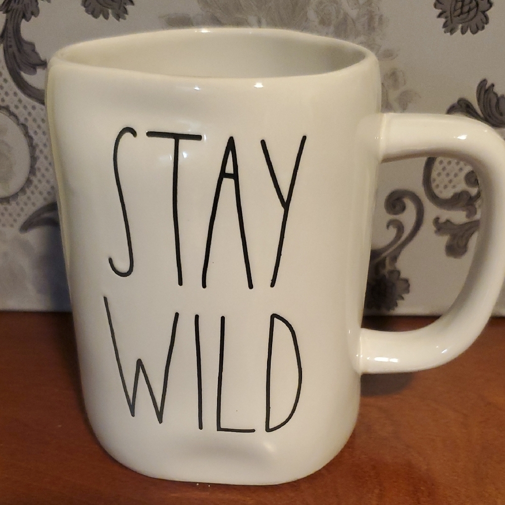 Rae Dunn Glossy Stay Wild White Mug NWOT